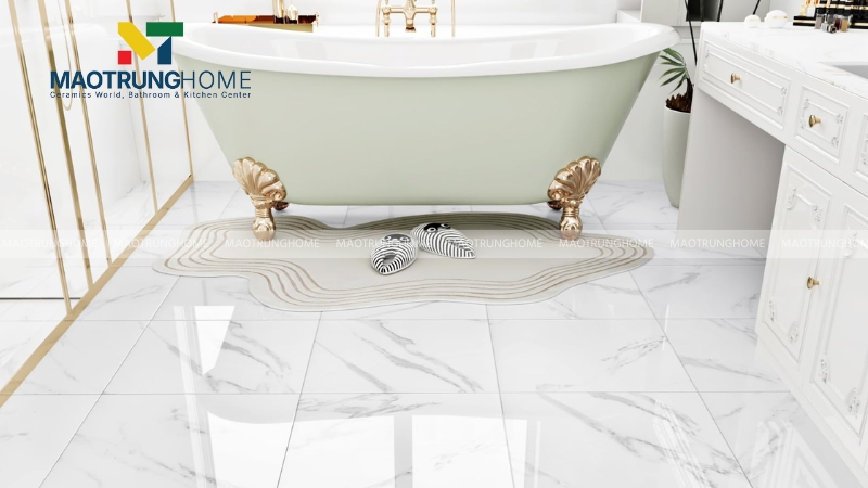 Gạch trắng vân đá Marble và Calacatta (Mẫu 3)