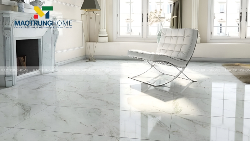 Gạch trắng vân đá Marble và Calacatta (Mẫu 5)