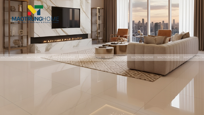 Gạch vàng kem bề mặt trơn tối giản (Mẫu 3)