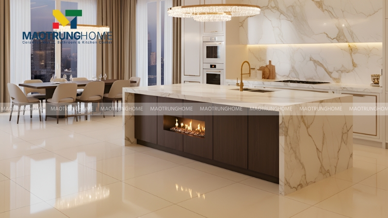 Gạch vàng kem bề mặt trơn tối giản (Mẫu 5)