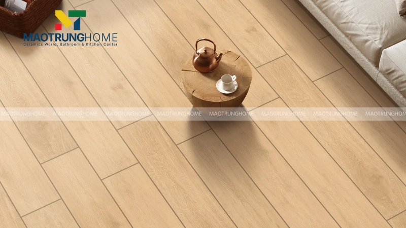 Gạch vân gỗ màu vàng nâu mộc mạc (Mẫu 1)