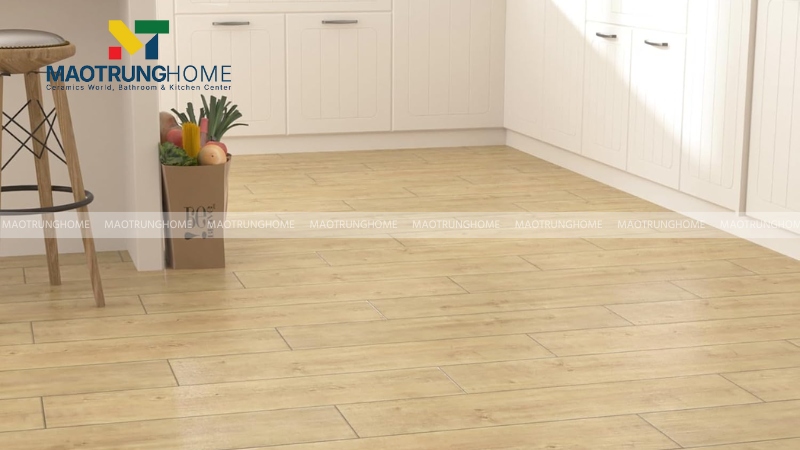 Gạch vân gỗ màu vàng nâu mộc mạc (Mẫu 6)