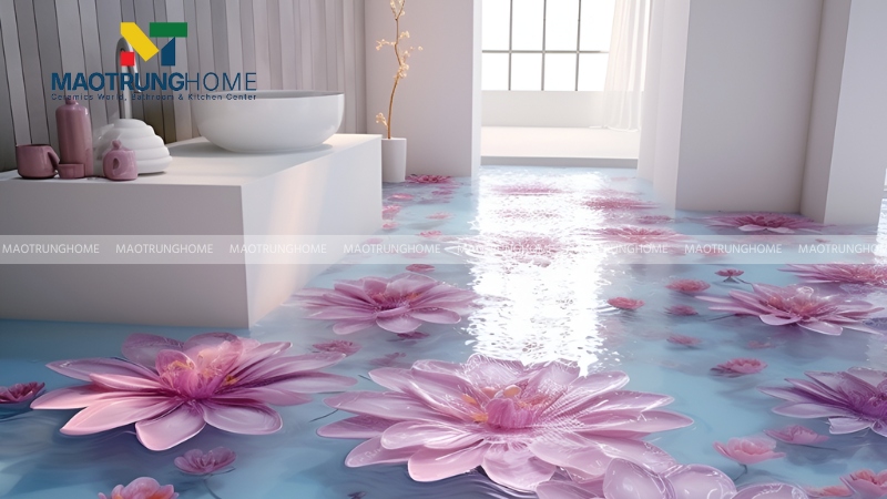 Mẫu gạch 3D phong cảnh thiên nhiên và suối nước (Mẫu 3)