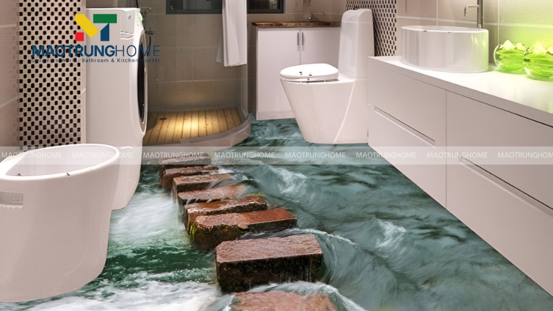 Mẫu gạch 3D phong cảnh thiên nhiên và suối nước (Mẫu 4)