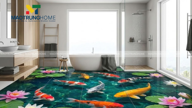 Mẫu gạch 3D phong cảnh thiên nhiên và suối nước (Mẫu 5)