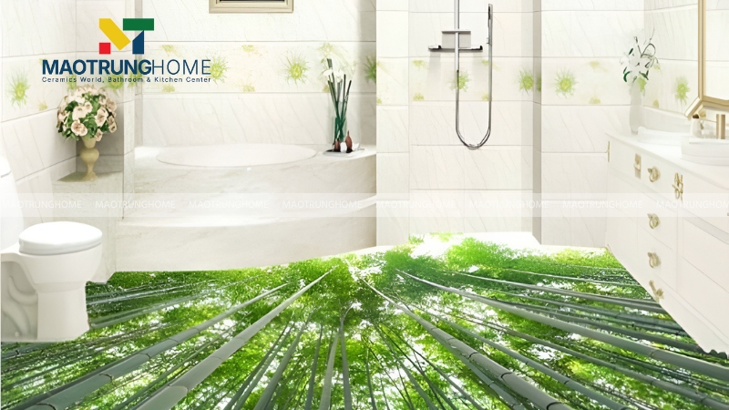 Mẫu gạch 3D phong cảnh thiên nhiên và suối nước (Mẫu 6)