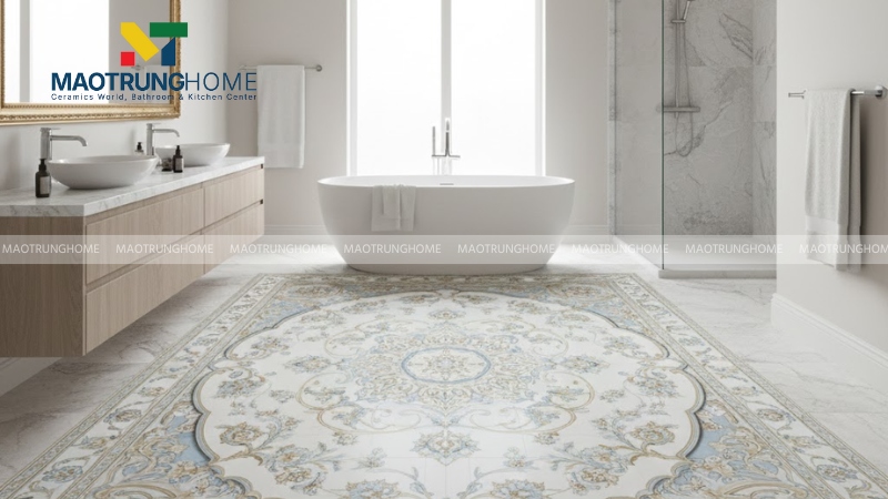 Mẫu gạch 3D giả thảm và hoa văn nghệ thuật (Mẫu 7)