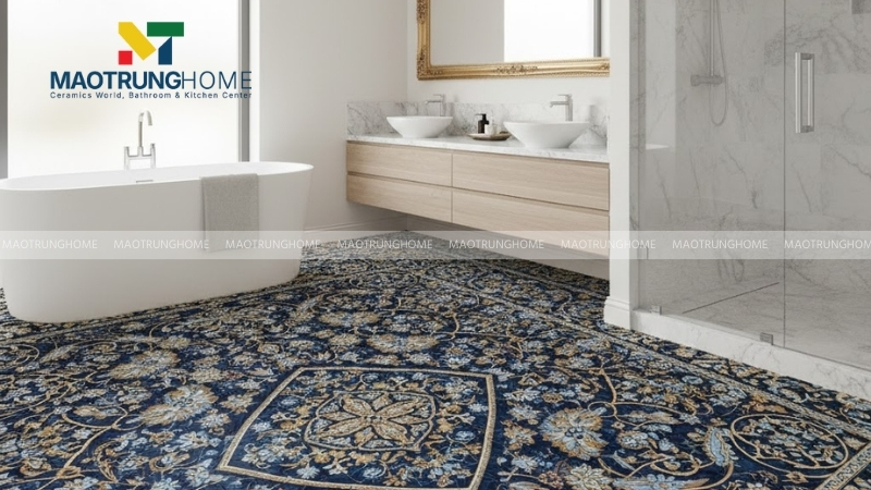 Mẫu gạch 3D giả thảm và hoa văn nghệ thuật (Mẫu 4)