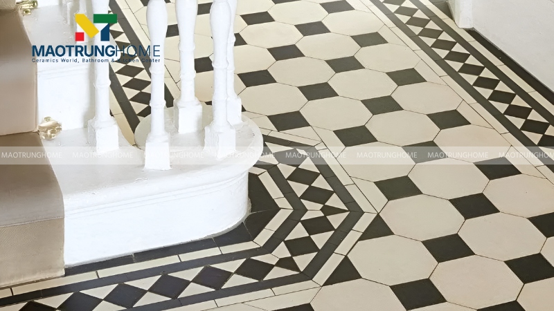 Gạch viền họa tiết hình học và đối xứng (Mẫu 5)