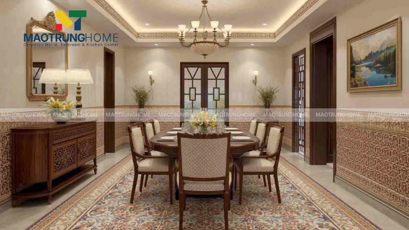 Gạch viền hoa văn cổ điển và Indochine (Mẫu 4)