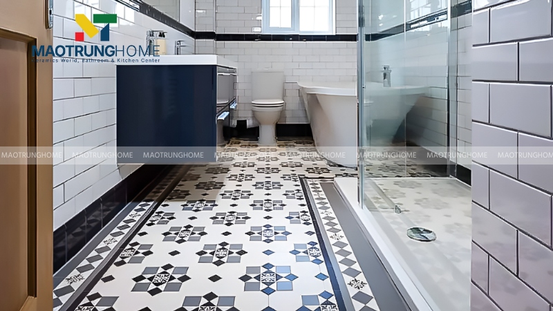 Chọn gạch viền lát nền cho khu vực nhà tắm và nhà vệ sinh