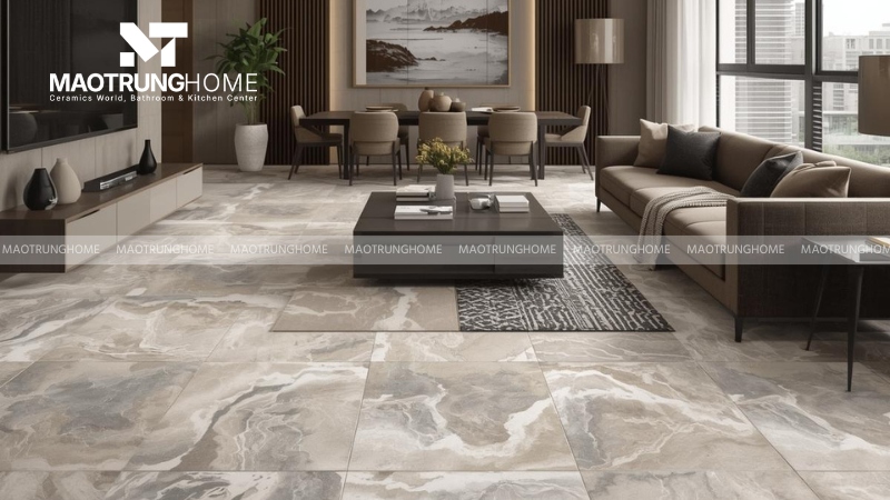 Mẫu gạch vàng kem và be vân mây ấm cúng (Mẫu 4)