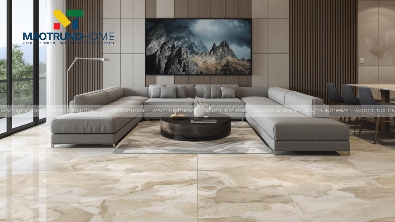 Mẫu gạch vàng kem và be vân mây ấm cúng (Mẫu 5)