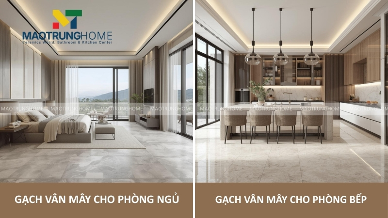 Mẫu gạch lát nền 60x60 vân mây cho phòng ngủ và nhà bếp