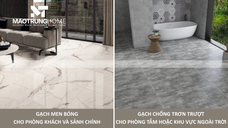 Chọn bề mặt gạch lát nền cao cấp nhập khẩu theo nhu cầu sử dụng
