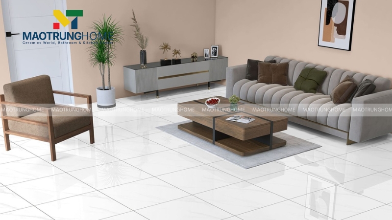 Mẫu gạch trắng sữa men bóng polished (Mẫu 1)