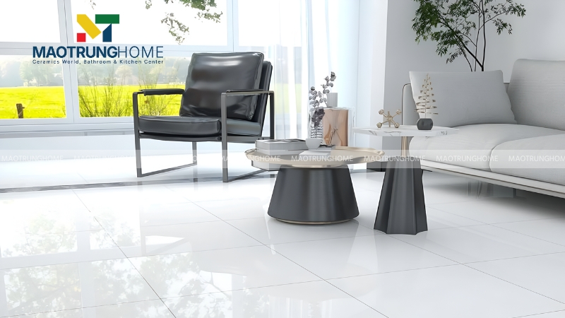 Mẫu gạch trắng sữa men bóng polished (Mẫu 2)