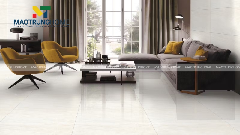 Mẫu gạch trắng sữa men bóng polished (Mẫu 4)