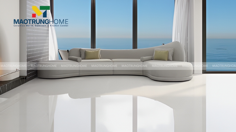 Mẫu gạch trắng sữa men bóng polished (Mẫu 5)