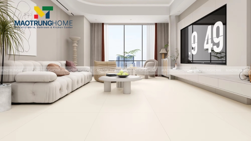 Mẫu gạch trắng sữa trơn tối giản (Mẫu 1)