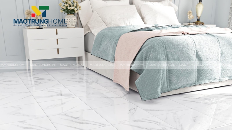 Gạch màu trắng sữa cho phòng ngủ yên bình