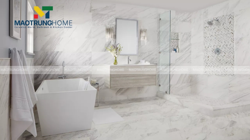 Gạch màu trắng sữa cho nhà vệ sinh an toàn