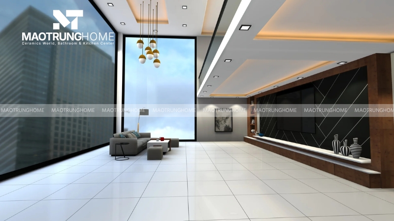 Mẫu gạch trắng sữa trơn tối giản (Mẫu 2)