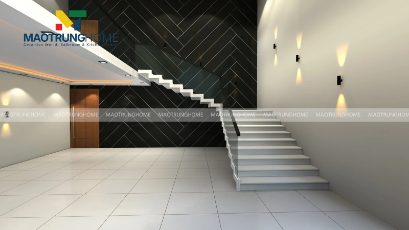 Mẫu gạch trắng sữa trơn tối giản (Mẫu 3)