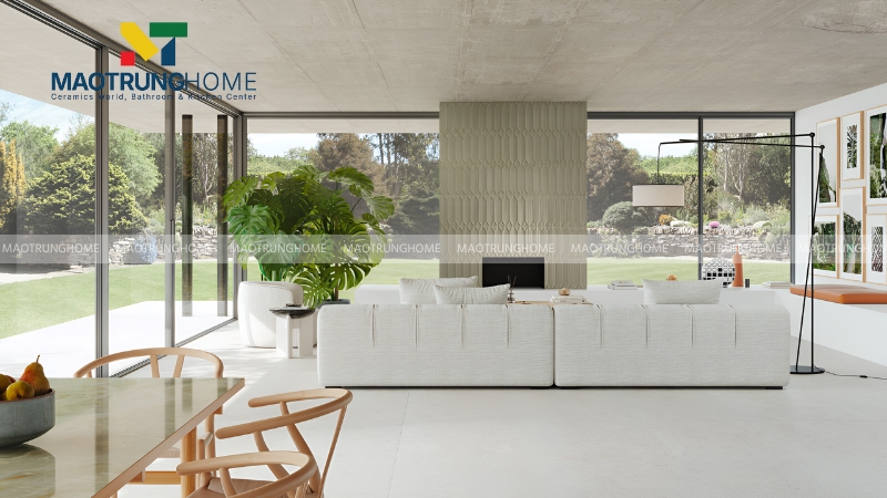 Mẫu gạch trắng sữa trơn tối giản (Mẫu 4)