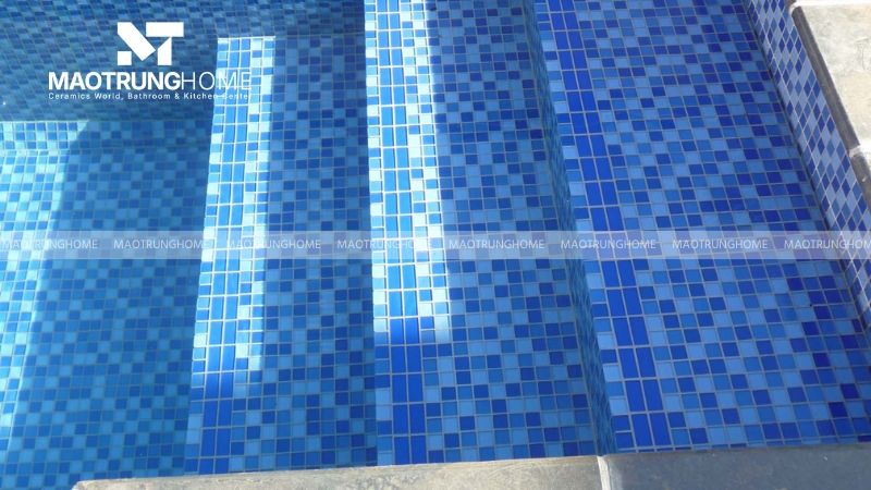 Gạch mosaic lát nền màu xanh dương (Mẫu 1)