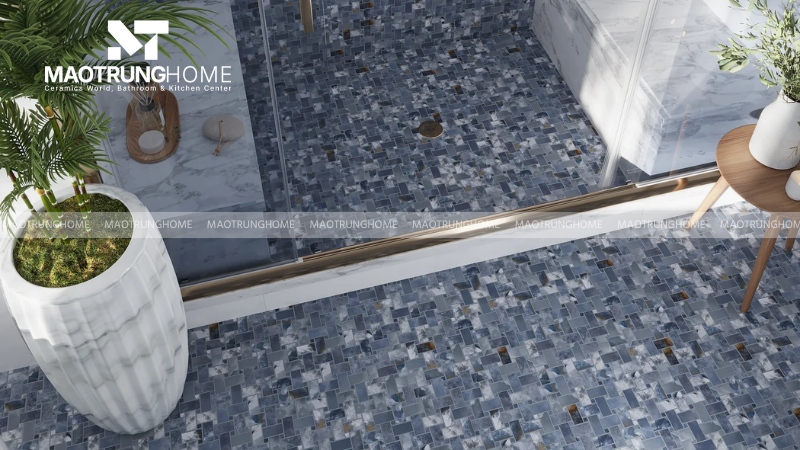 Gạch mosaic lát nền màu xanh dương (Mẫu 3)