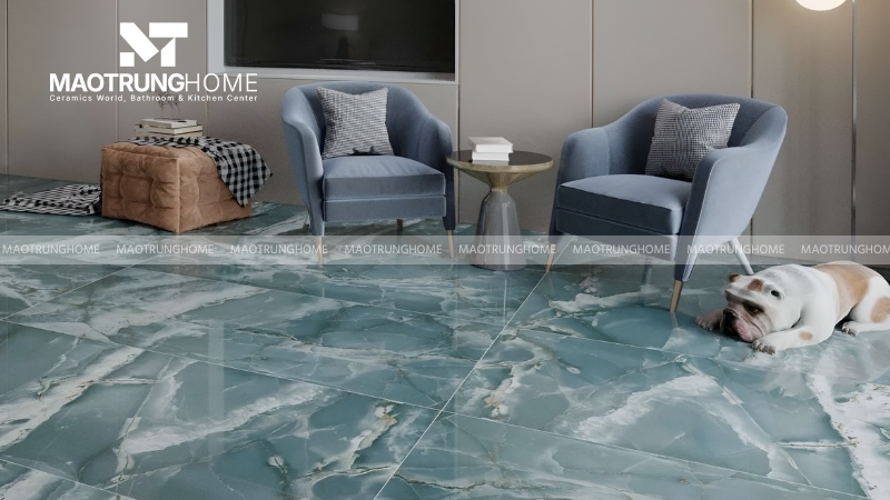 Gạch lát nền màu xanh dương vân đá marble (Mẫu 3)