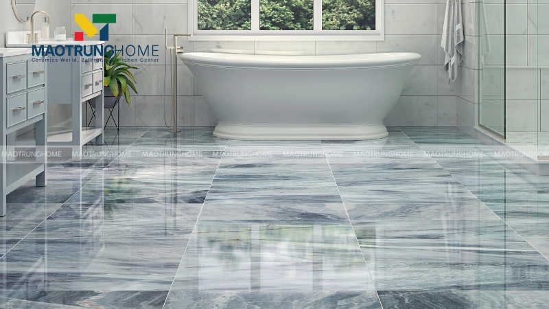 Gạch lát nền màu xanh dương vân đá marble (Mẫu 4)