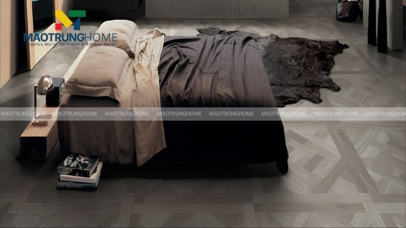 Gạch vân gỗ lát nền phòng ngủ mang lại cảm giác ấm cúng (Mẫu 1)