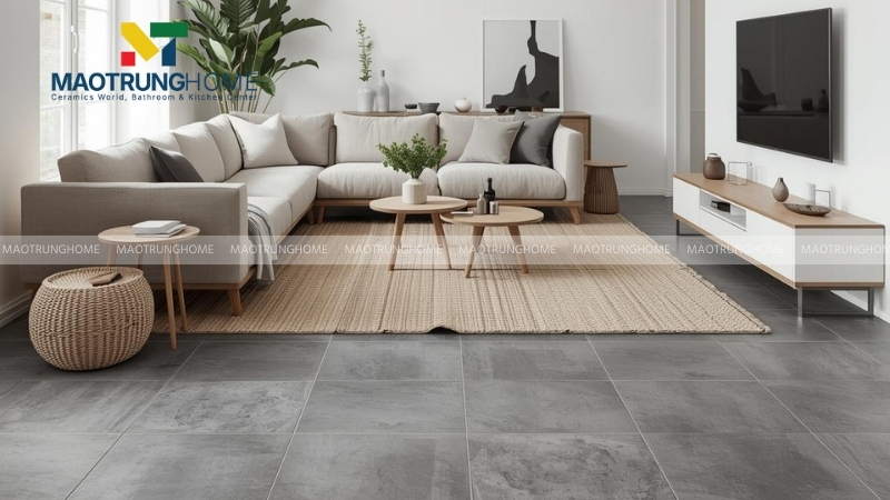 Phối màu gạch lát nền 70x70 với nội thất và sơn tường