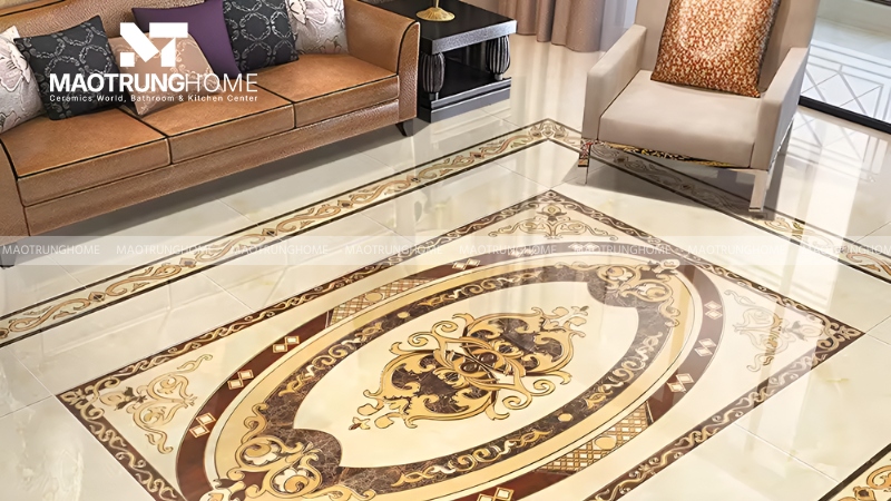 Gạch thảm nghệ thuật CNC làm điểm nhấn sảnh chính (Mẫu 4)