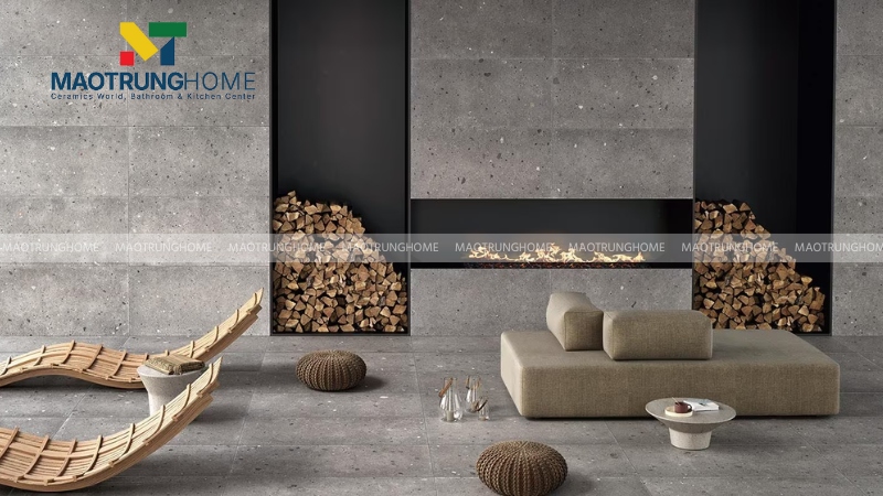 Gạch Big Slab hiệu ứng xi măng tối giản (Mẫu 1)