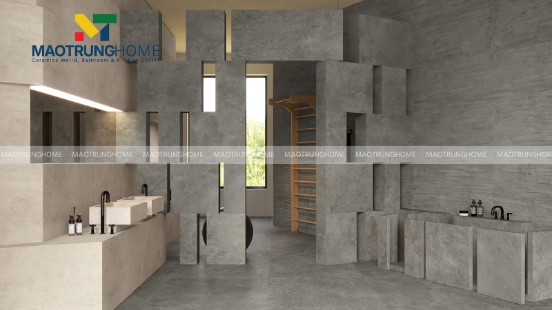 Gạch Big Slab hiệu ứng xi măng tối giản (Mẫu 2)
