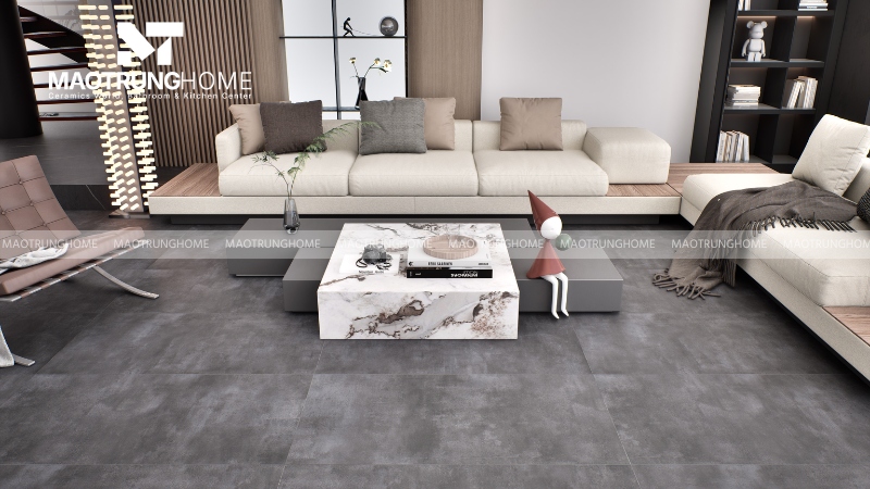 Gạch Big Slab hiệu ứng xi măng tối giản (Mẫu 4)