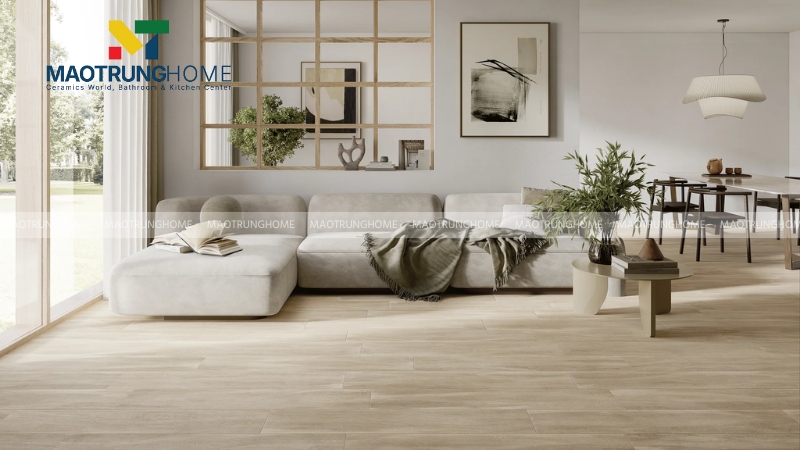 Gạch vân gỗ tự nhiên mang lại sự ấm cúng (Mẫu 1)