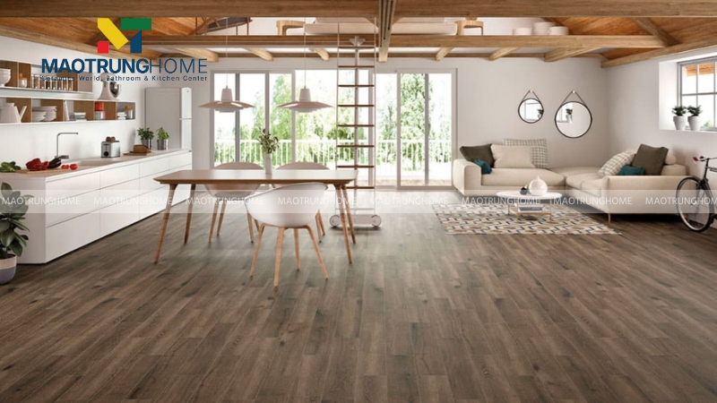 Gạch vân gỗ tự nhiên mang lại sự ấm cúng (Mẫu 3)