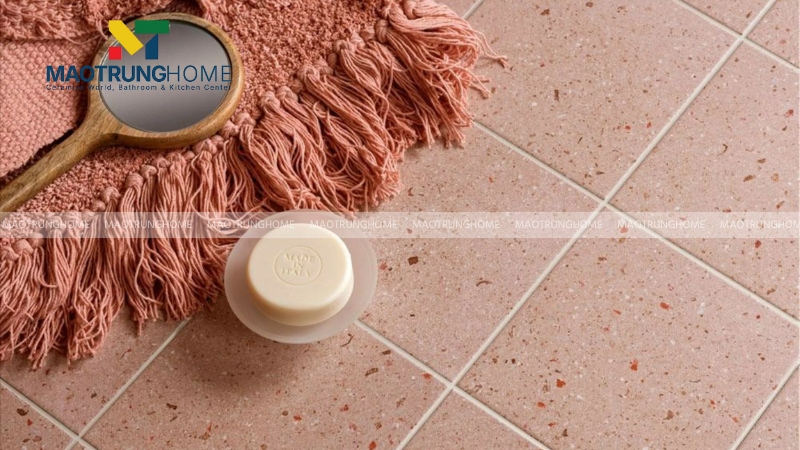 Gạch terrazzo hồng họa tiết đá (Mẫu 1)