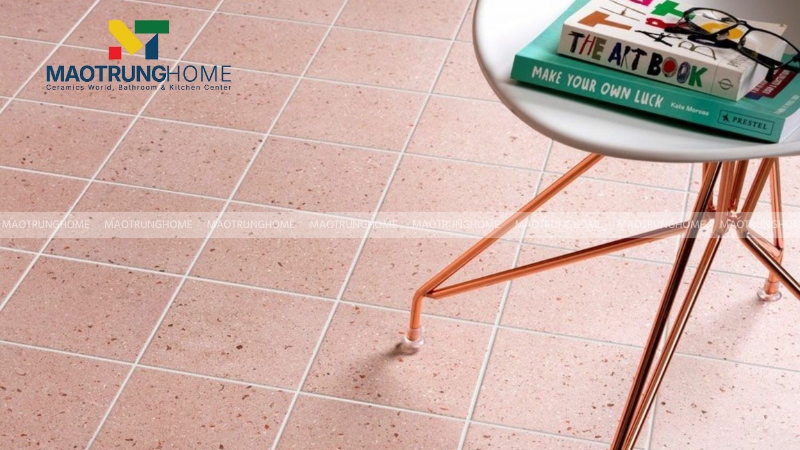 Gạch terrazzo hồng họa tiết đá (Mẫu 4)