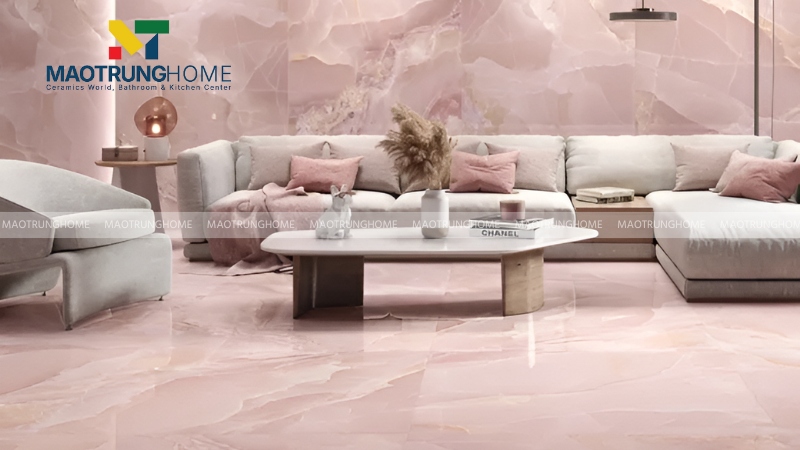 Gạch vân đá marble hồng sang trọng (Mẫu 2)