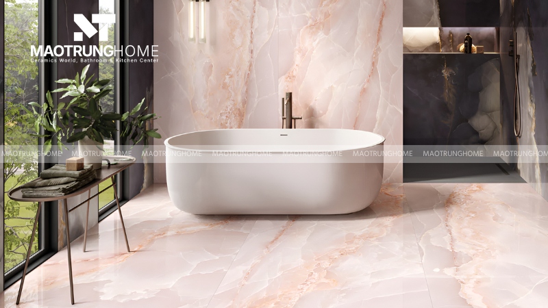 Gạch vân đá marble hồng sang trọng (Mẫu 3)