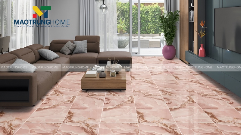 Gạch vân đá marble hồng sang trọng (Mẫu 4)