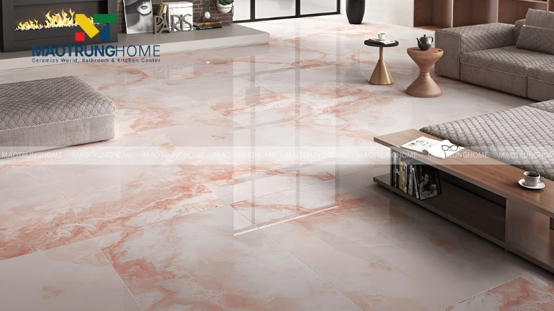 Gạch vân đá marble hồng sang trọng (Mẫu 5)