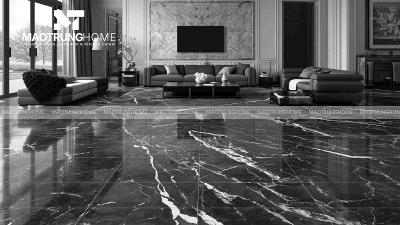 Gạch vân đá tông màu đen và nâu đậm (Mẫu 2)