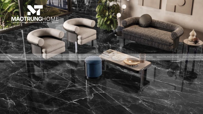 Gạch vân đá tông màu đen và nâu đậm (Mẫu 3)