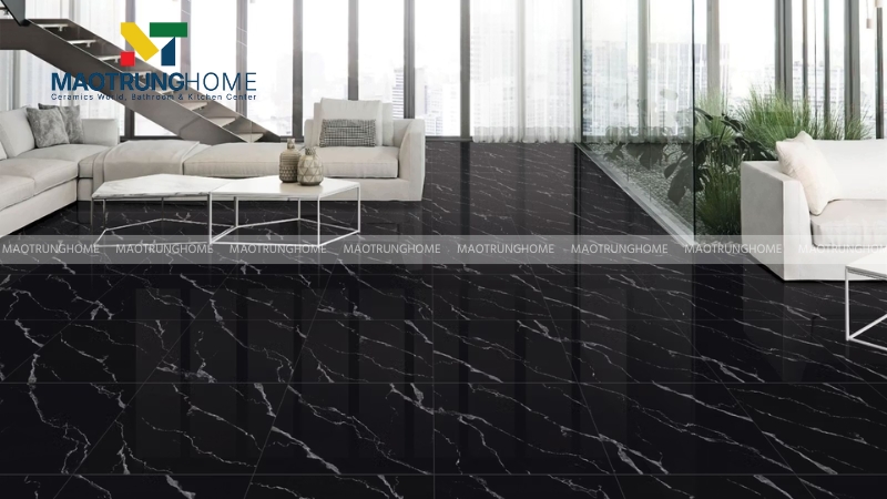 Gạch vân đá tông màu đen và nâu đậm (Mẫu 4)